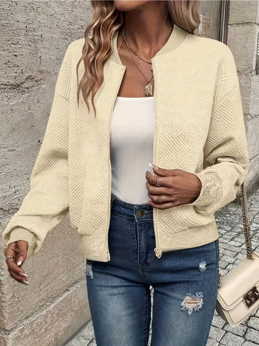 Mila | Dames Gewatteerde Zip-Up Bomber Jacket Lichtgewicht Gestructureerd