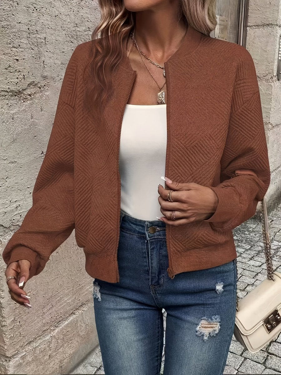Mila | Dames Gewatteerde Zip-Up Bomber Jacket Lichtgewicht Gestructureerd
