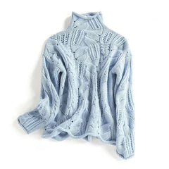 Julia | Dames Grofgebreide Coltrui Knit Sweater Kabelpatroon Losse Pasvorm