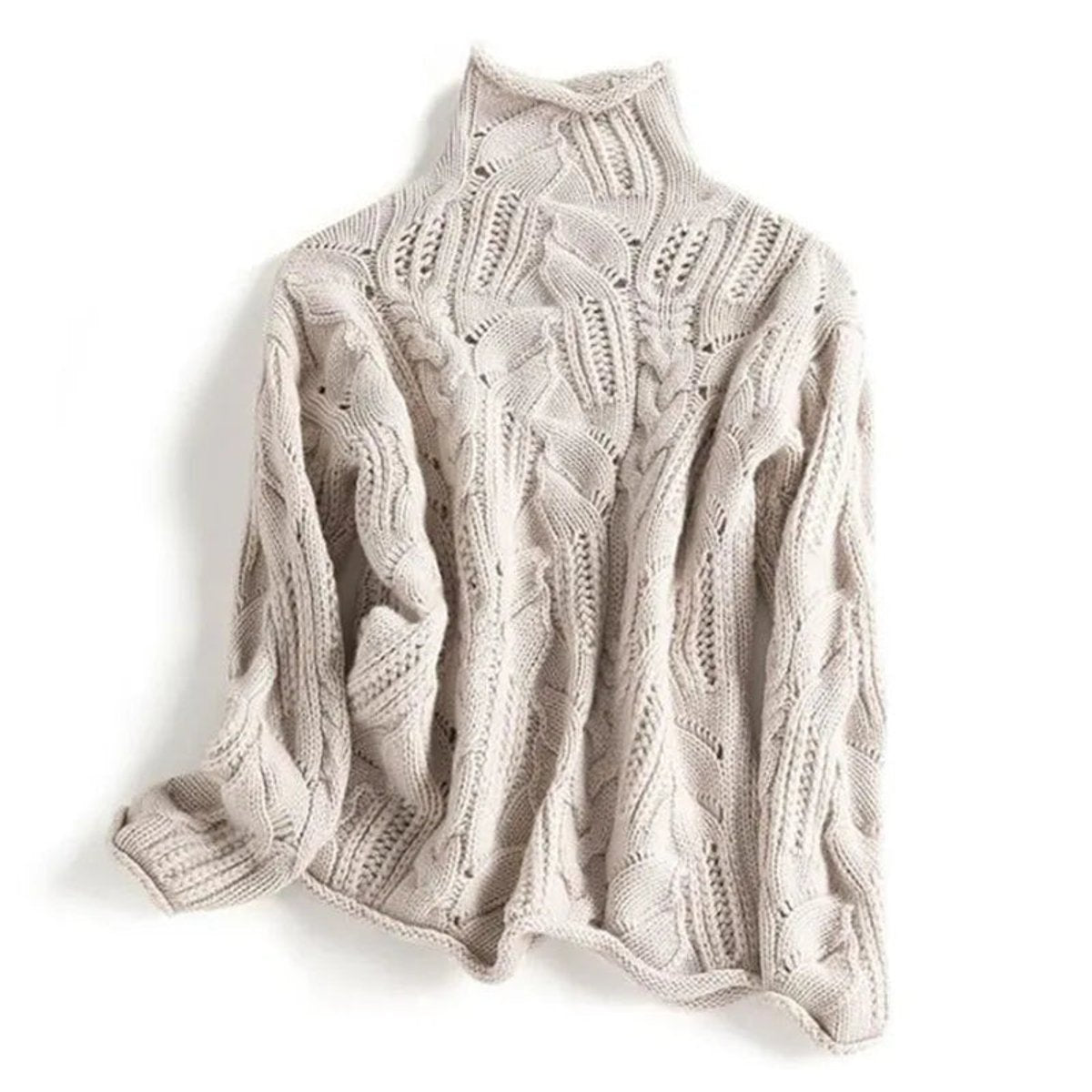 Julia | Dames Grofgebreide Coltrui Knit Sweater Kabelpatroon Losse Pasvorm