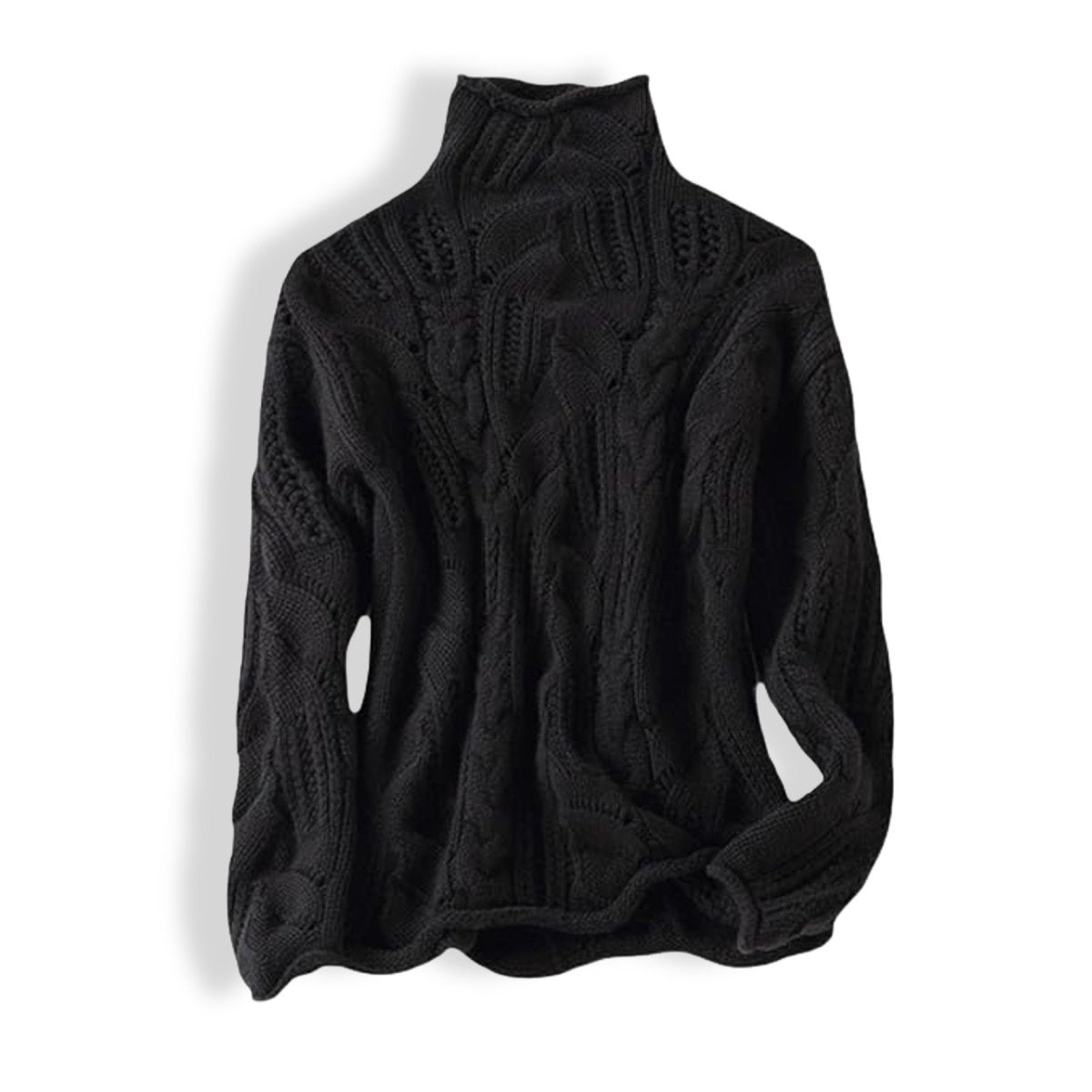 Julia | Dames Grofgebreide Coltrui Knit Sweater Kabelpatroon Losse Pasvorm