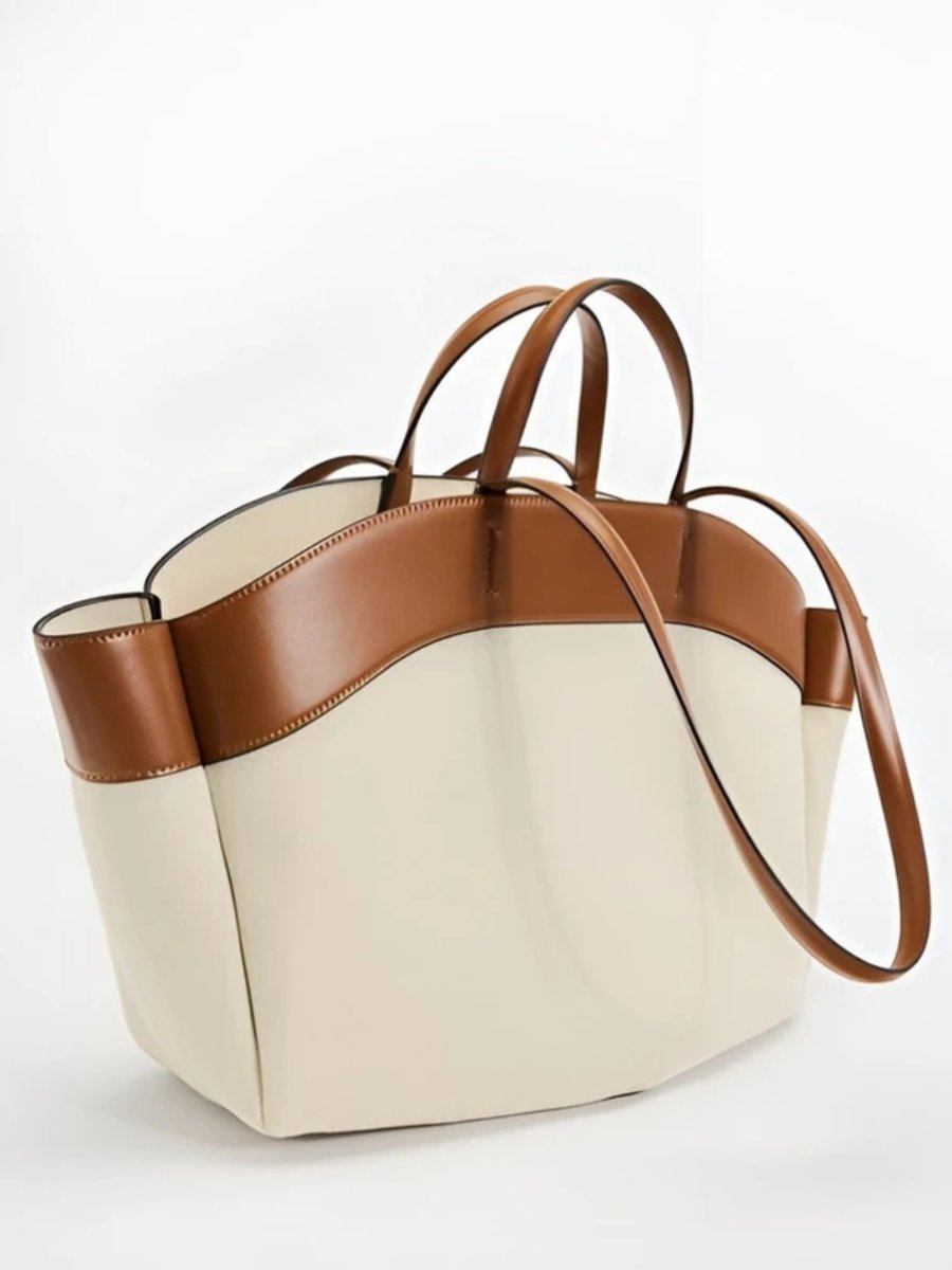 Emma | Dames Grote Canvas Tote Bag Schoudertas Leren Afwerking