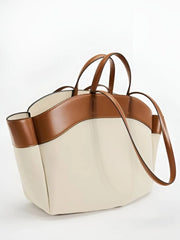 Emma | Dames Grote Canvas Tote Bag Schoudertas Leren Afwerking