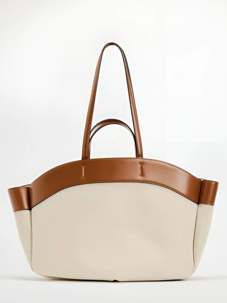 Emma | Dames Grote Canvas Tote Bag Schoudertas Leren Afwerking