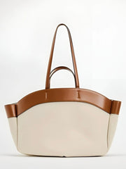 Emma | Dames Grote Canvas Tote Bag Schoudertas Leren Afwerking