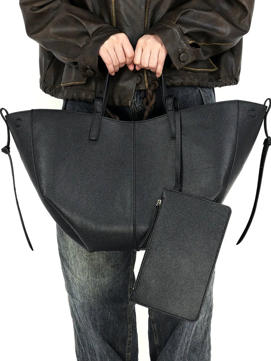Nina | Dames Grote Vintage Kunstleren Schouder Tote Bag