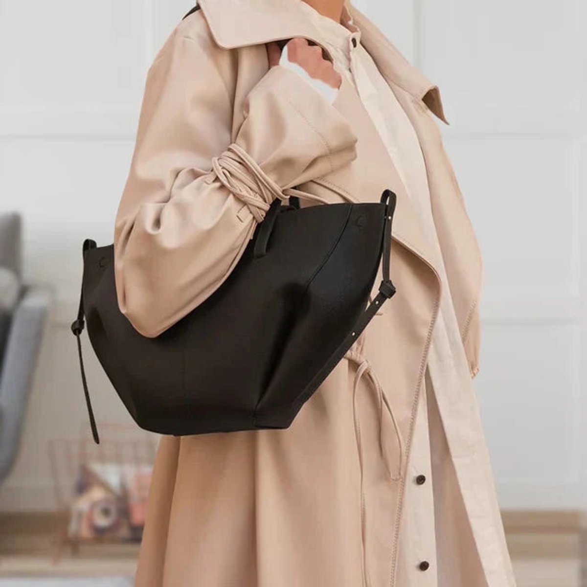 Nina | Dames Grote Vintage Kunstleren Schouder Tote Bag