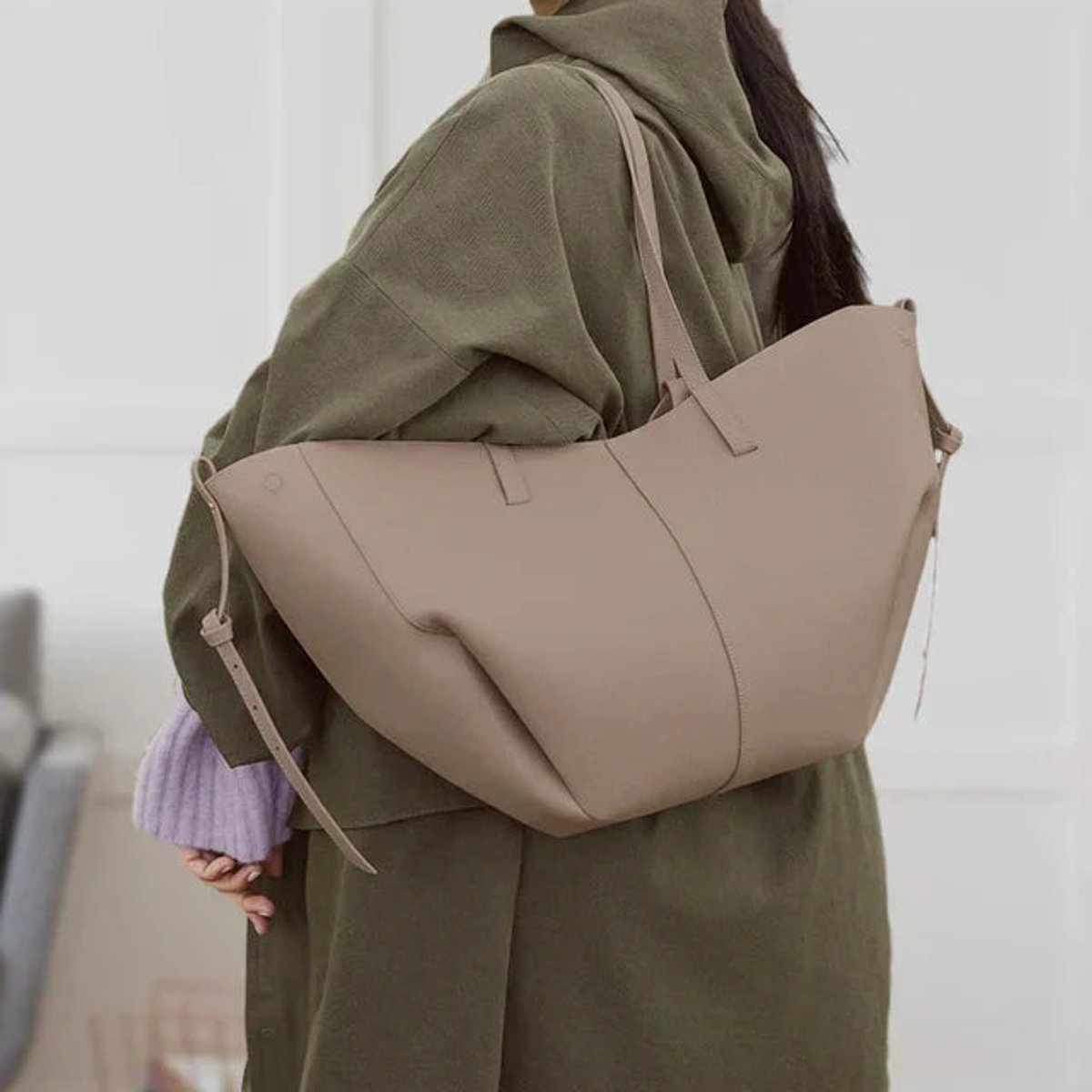 Nina | Dames Grote Vintage Kunstleren Schouder Tote Bag
