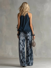 Emma | Dames Halter Wijdbeense Tweedelige Chiffon Broekset