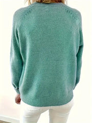 Julia | Dames Halve Knoopsluiting V-hals Knit Sweater Pullover