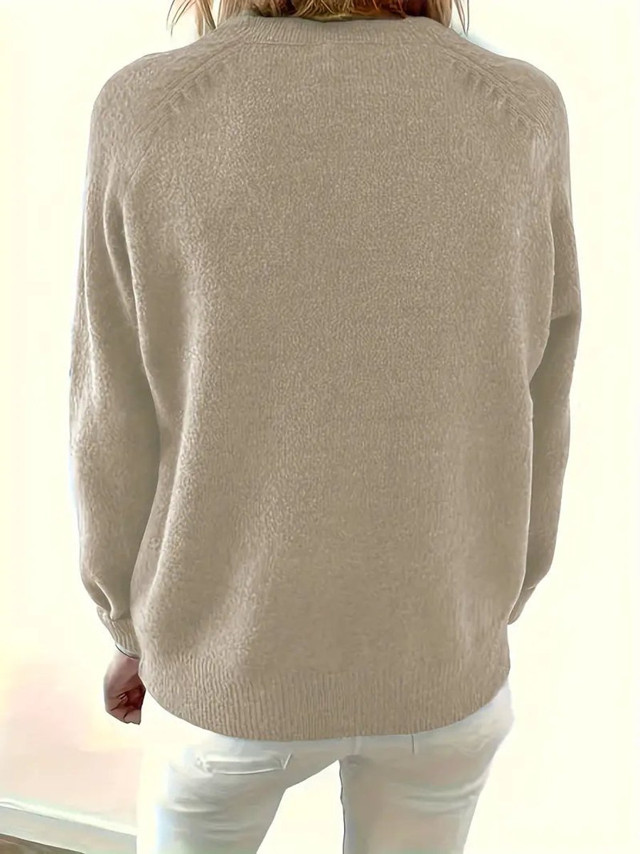 Julia | Dames Halve Knoopsluiting V-hals Knit Sweater Pullover