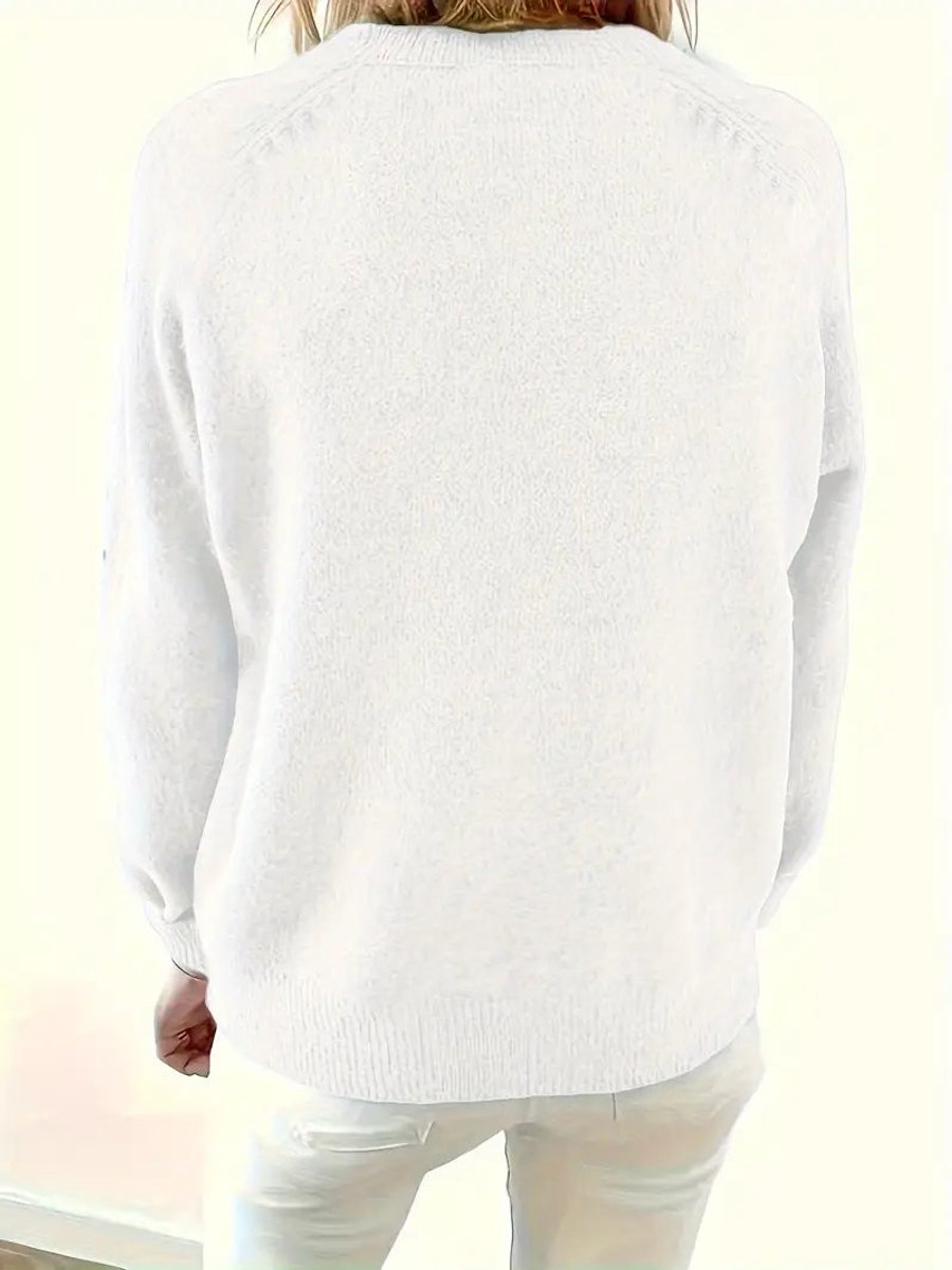 Julia | Dames Halve Knoopsluiting V-hals Knit Sweater Pullover