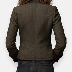 Elin | Dames Herringbone Gestructureerde Lange Mouw Blazer