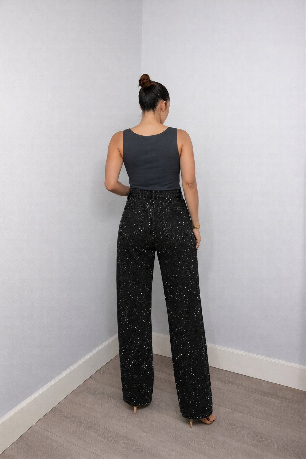 Olivia | Dames High Waist Rechte Glitter Jeans
