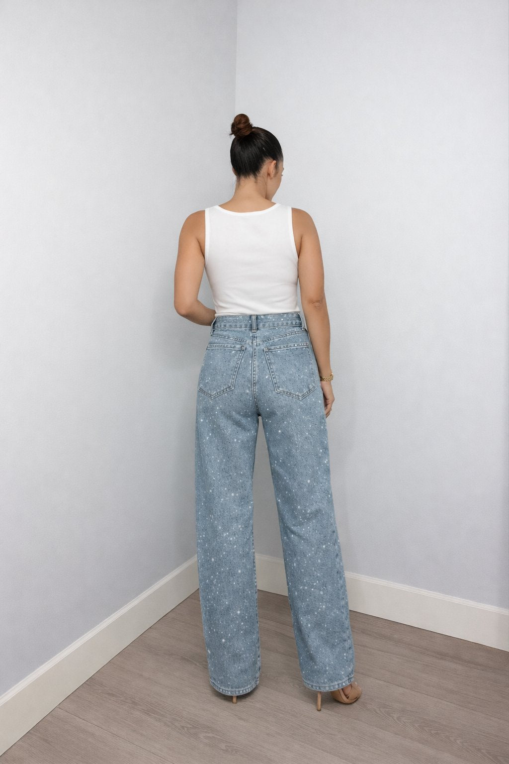 Olivia | Dames High Waist Rechte Glitter Jeans