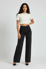 Olivia | Dames High Waist Rechte Glitter Jeans