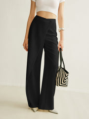 Nina | Dames Hoge Taille Asymmetrische Wikkel Wide Leg Pants
