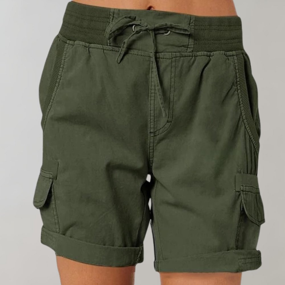Anna | Dames Hoge Taille Cargo Shorts met Trekkoord