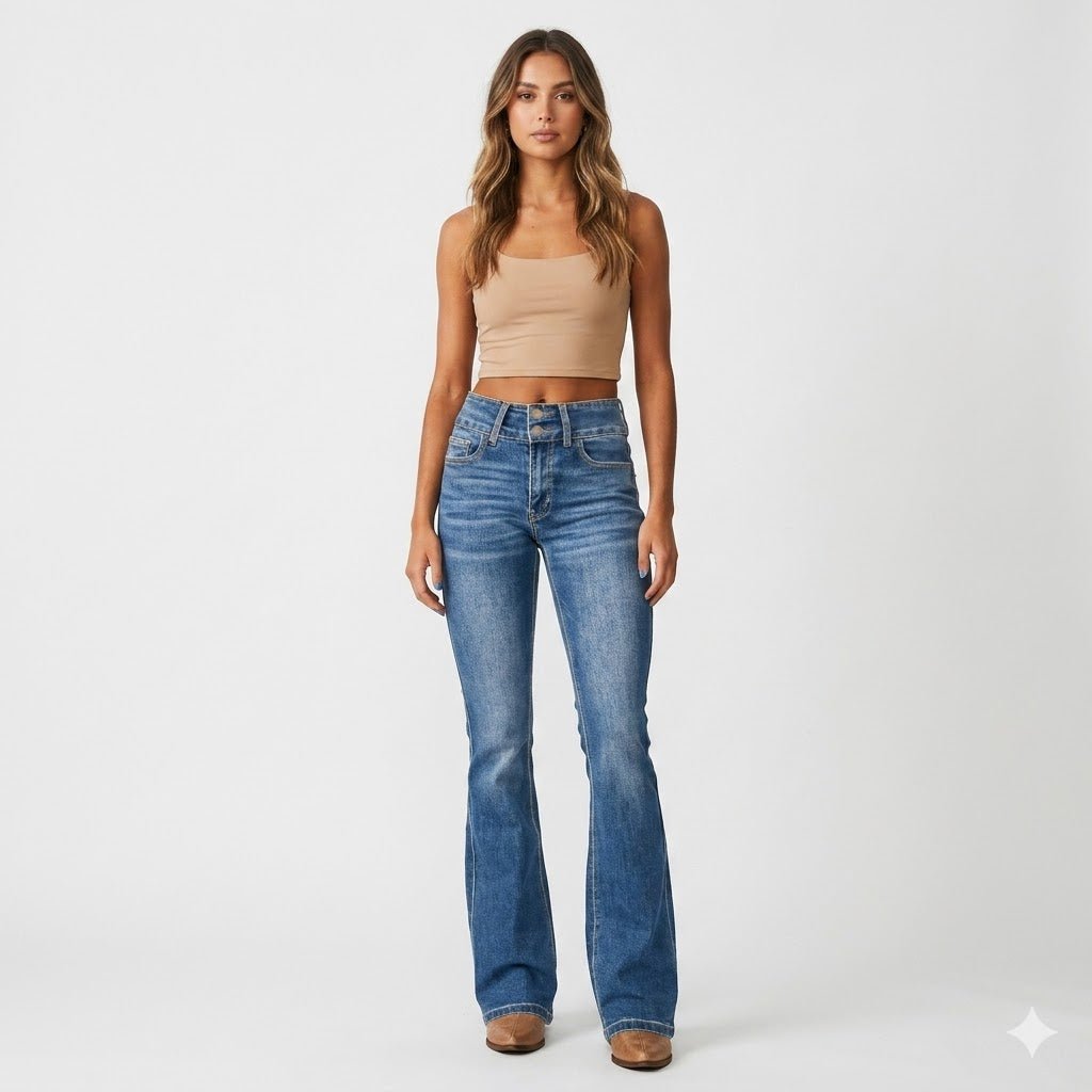 Anna | Dames Hoge Taille Flared Denim Jeans Sculpted Fit