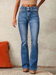 Anna | Dames Hoge Taille Flared Denim Jeans Sculpted Fit