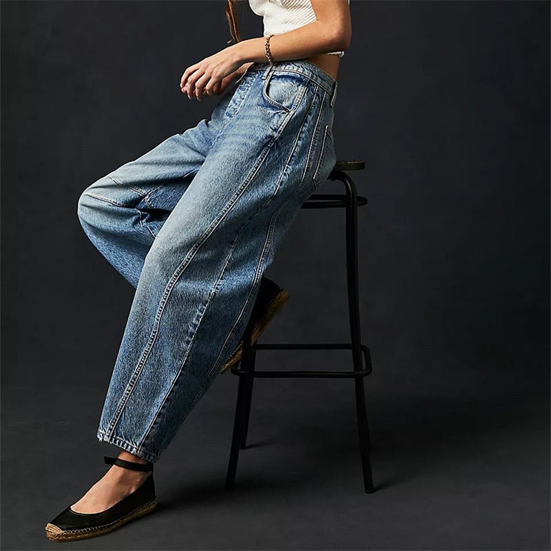 Sara | Dames Hoge Taille Wide-Leg Barrel Jeans Relaxed Fit