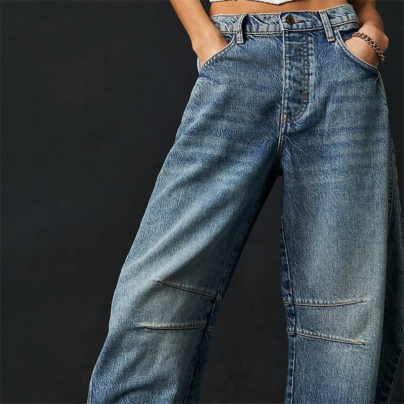 Sara | Dames Hoge Taille Wide-Leg Barrel Jeans Relaxed Fit