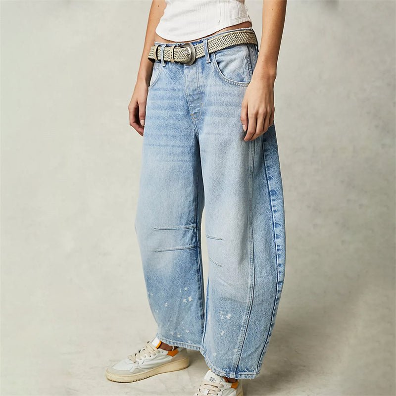 Sara | Dames Hoge Taille Wide-Leg Barrel Jeans Relaxed Fit
