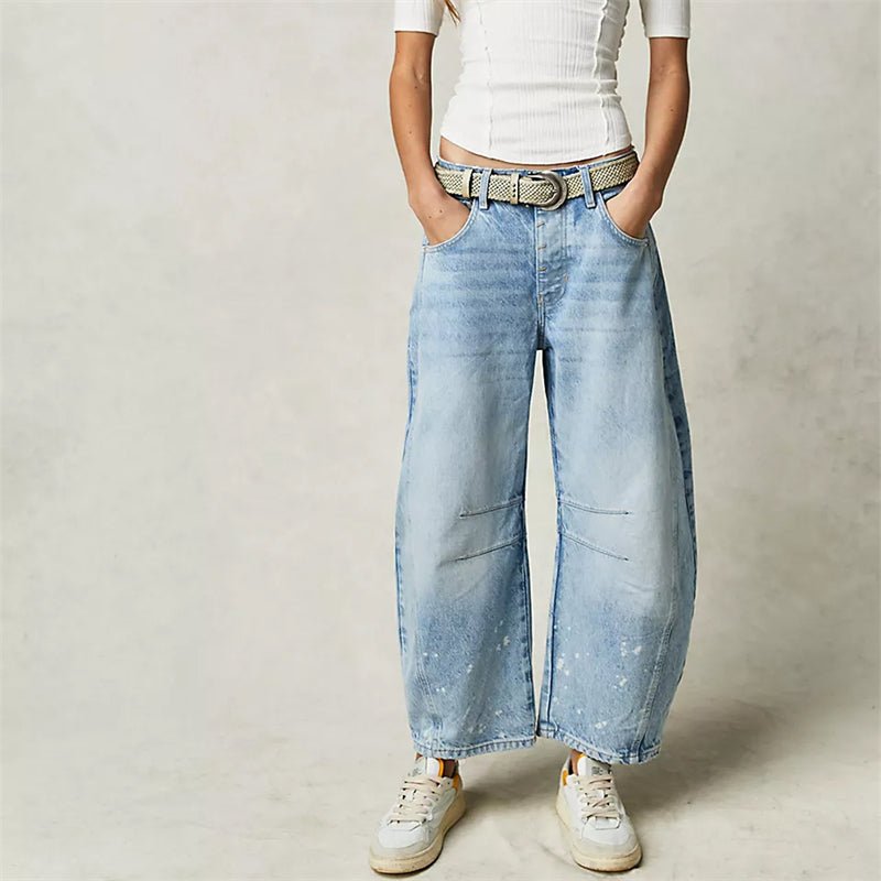 Sara | Dames Hoge Taille Wide-Leg Barrel Jeans Relaxed Fit
