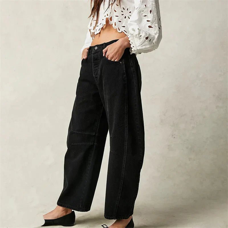 Sara | Dames Hoge Taille Wide-Leg Barrel Jeans Relaxed Fit