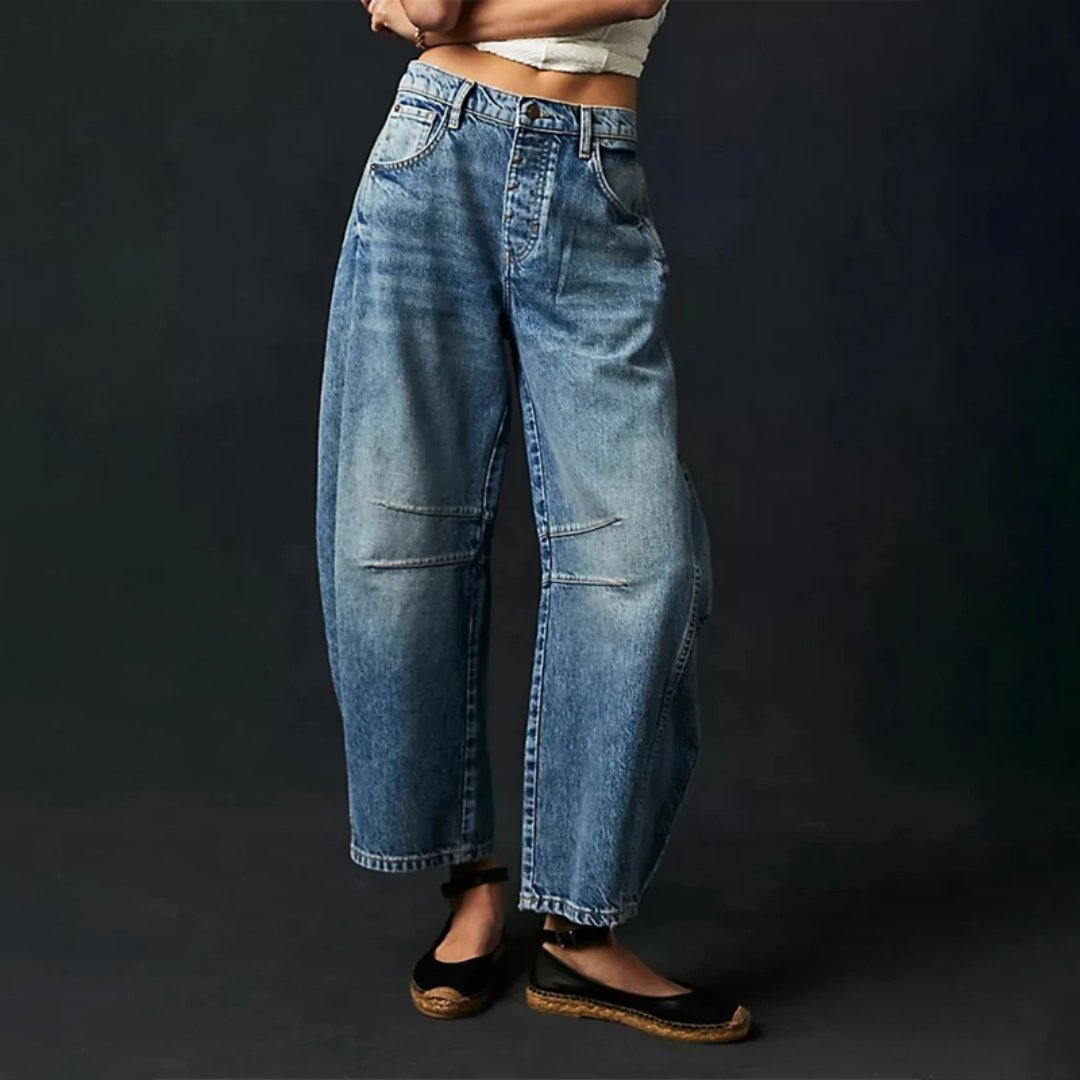 Sara | Dames Hoge Taille Wide-Leg Barrel Jeans Relaxed Fit