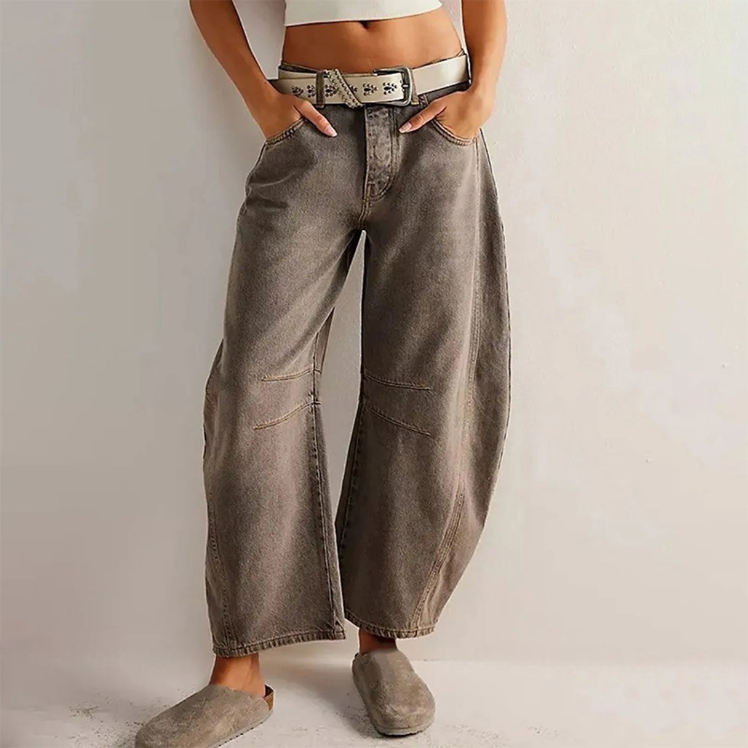 Sara | Dames Hoge Taille Wide-Leg Barrel Jeans Relaxed Fit