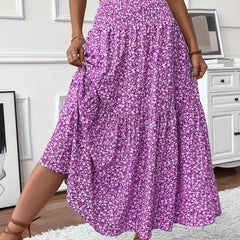 Emma | Dames Hoge Taille Wijdvallende Bloemenprint Midi Rok