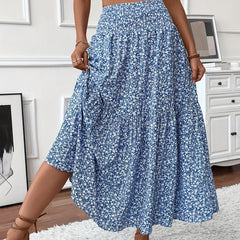Emma | Dames Hoge Taille Wijdvallende Bloemenprint Midi Rok