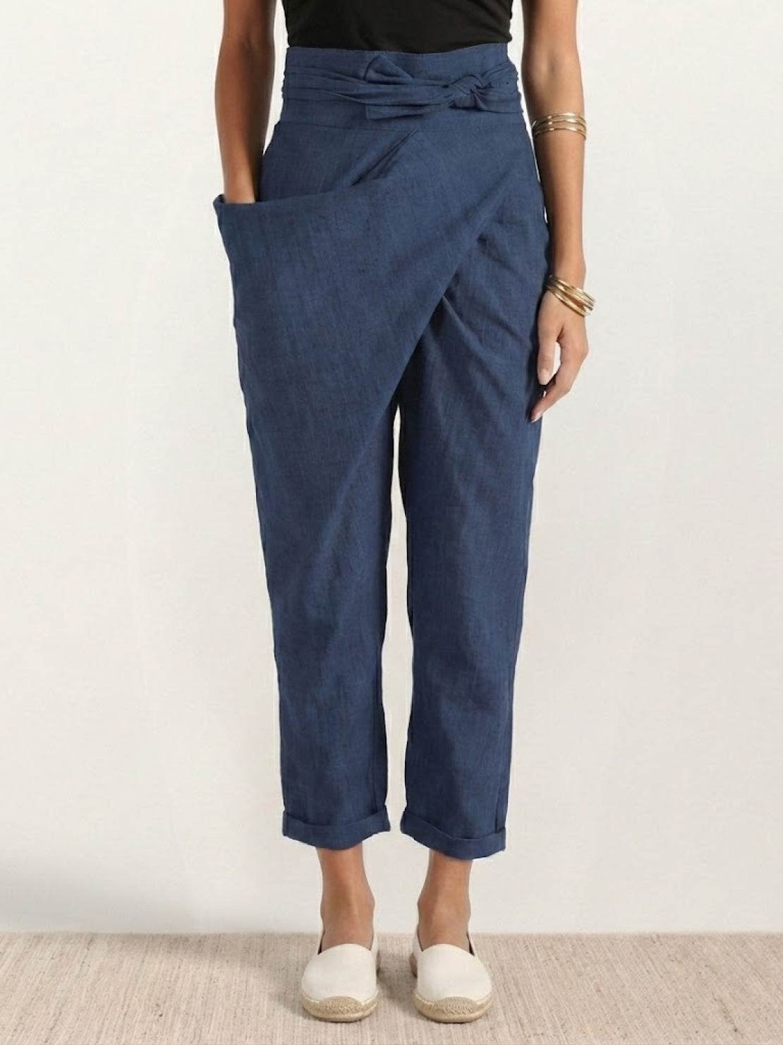 Lisa | Dames Hoge Taille Wikkel Cropped Toelopende Broek