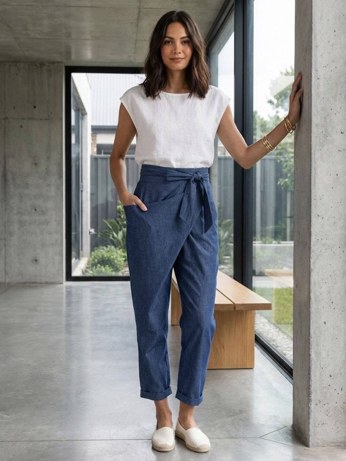 Lisa | Dames Hoge Taille Wikkel Cropped Toelopende Broek