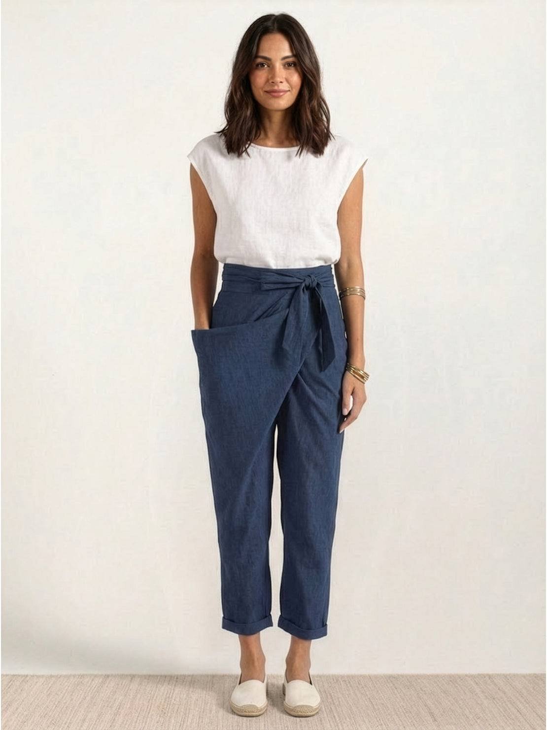 Lisa | Dames Hoge Taille Wikkel Cropped Toelopende Broek