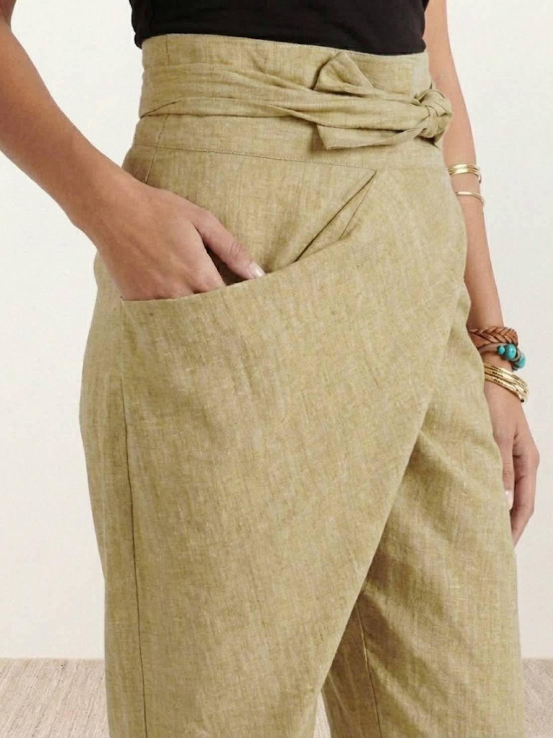 Lisa | Dames Hoge Taille Wikkel Cropped Toelopende Broek