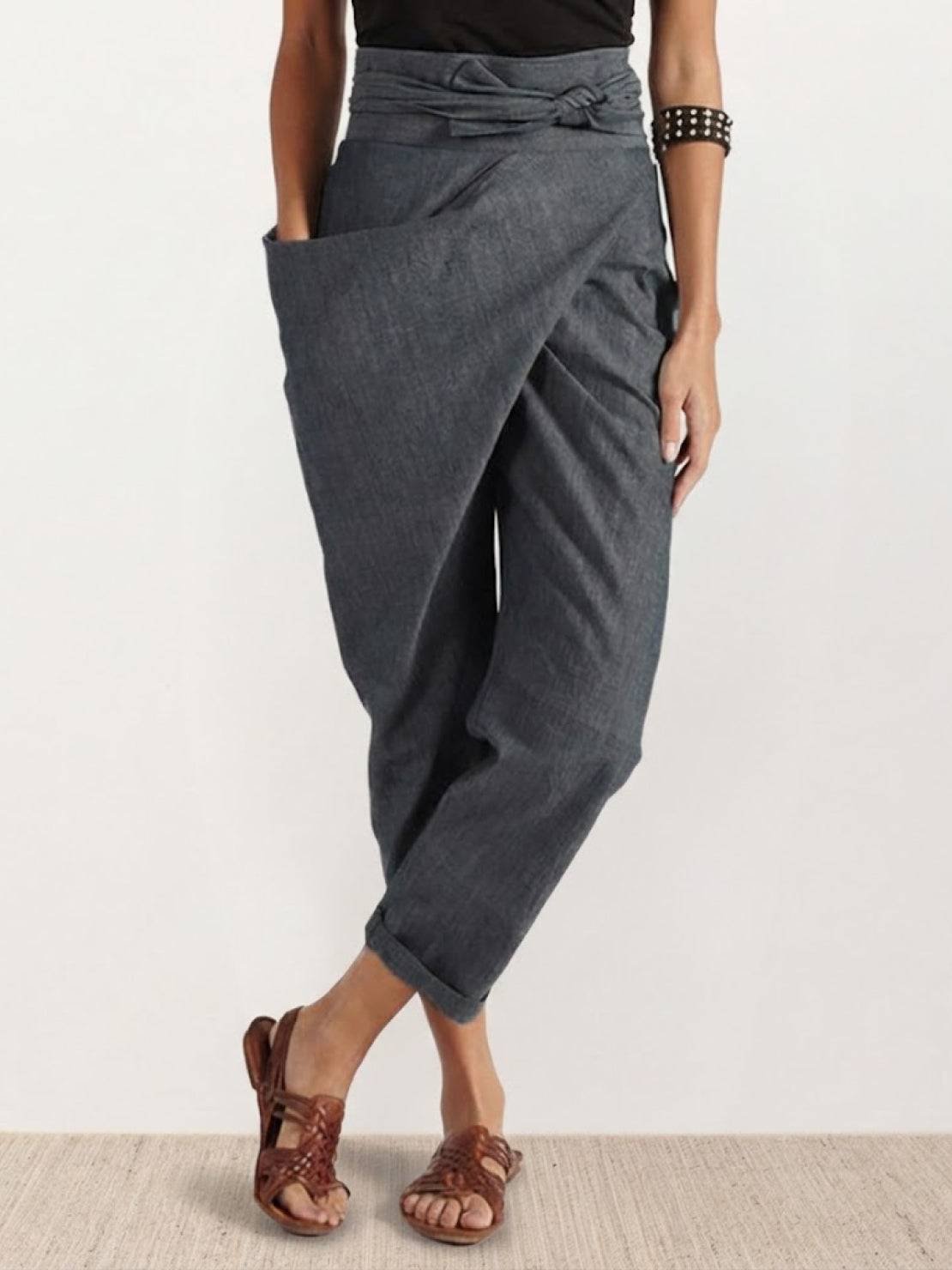 Lisa | Dames Hoge Taille Wikkel Cropped Toelopende Broek