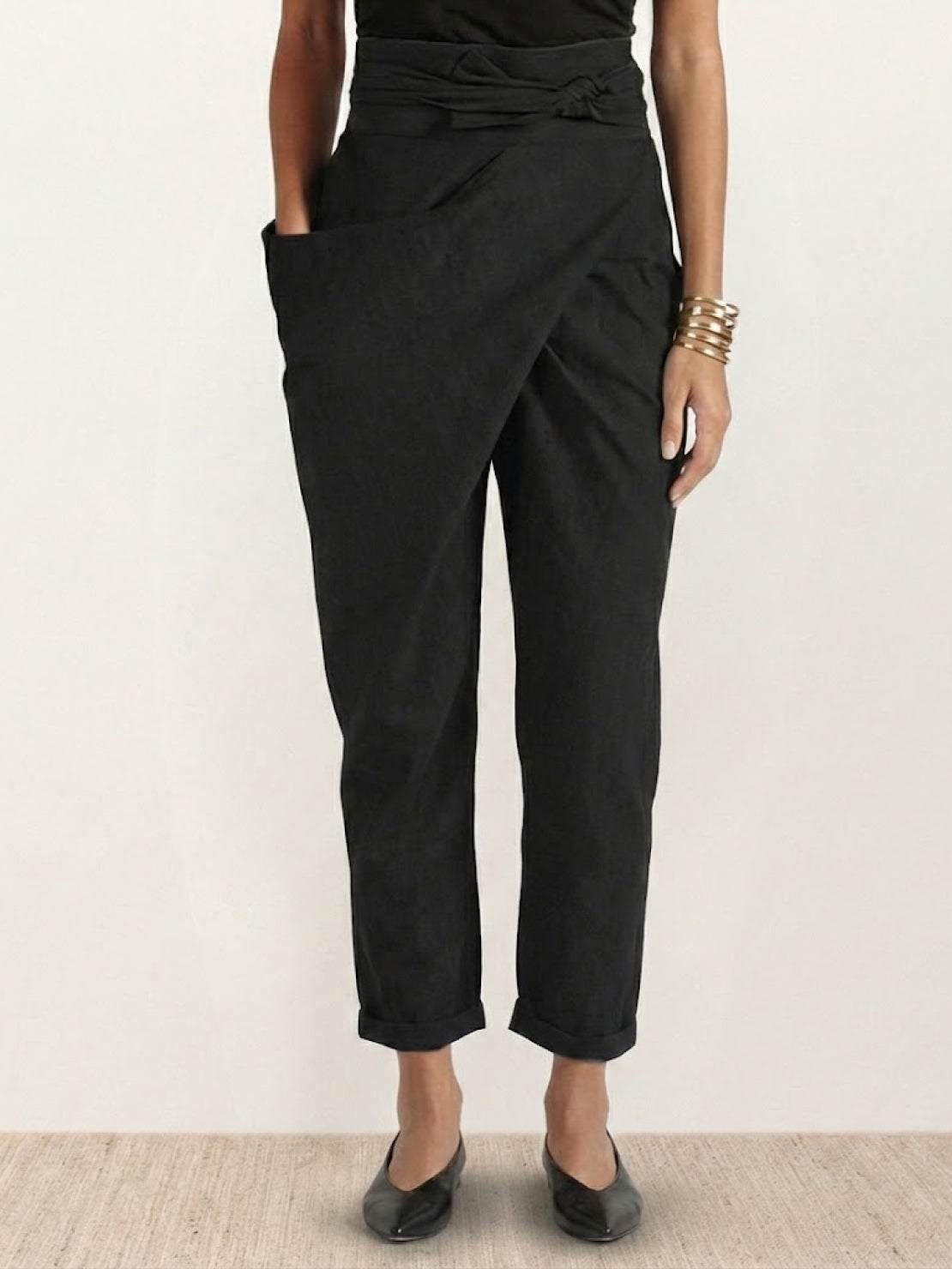 Lisa | Dames Hoge Taille Wikkel Cropped Toelopende Broek