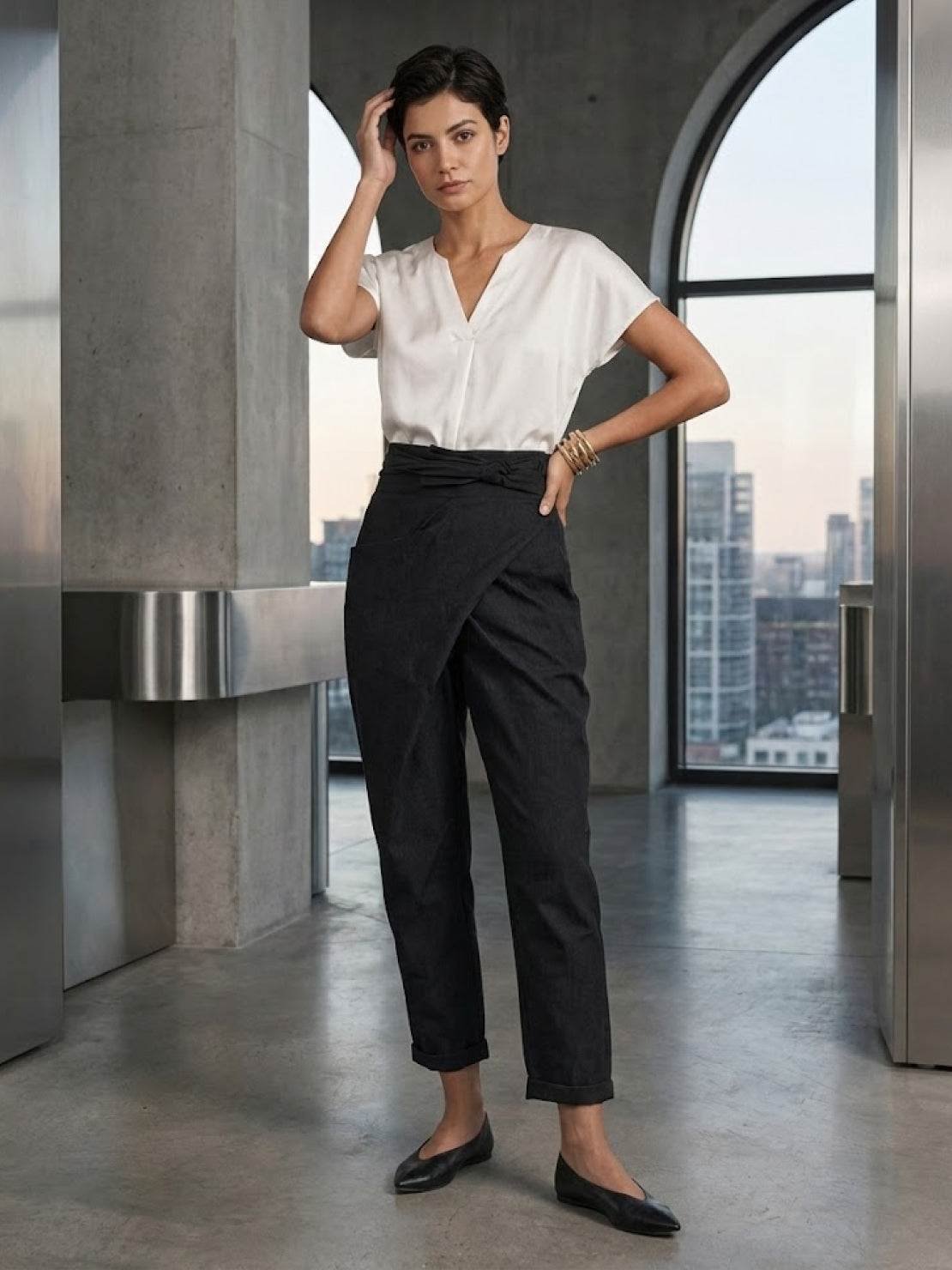Lisa | Dames Hoge Taille Wikkel Cropped Toelopende Broek