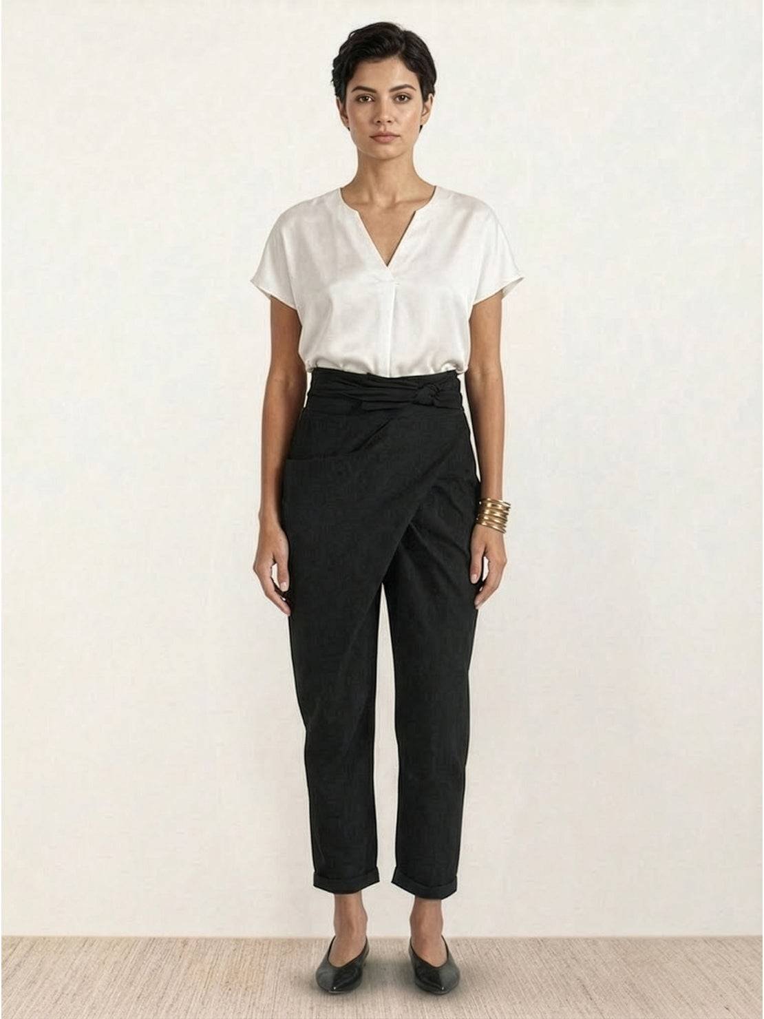 Lisa | Dames Hoge Taille Wikkel Cropped Toelopende Broek
