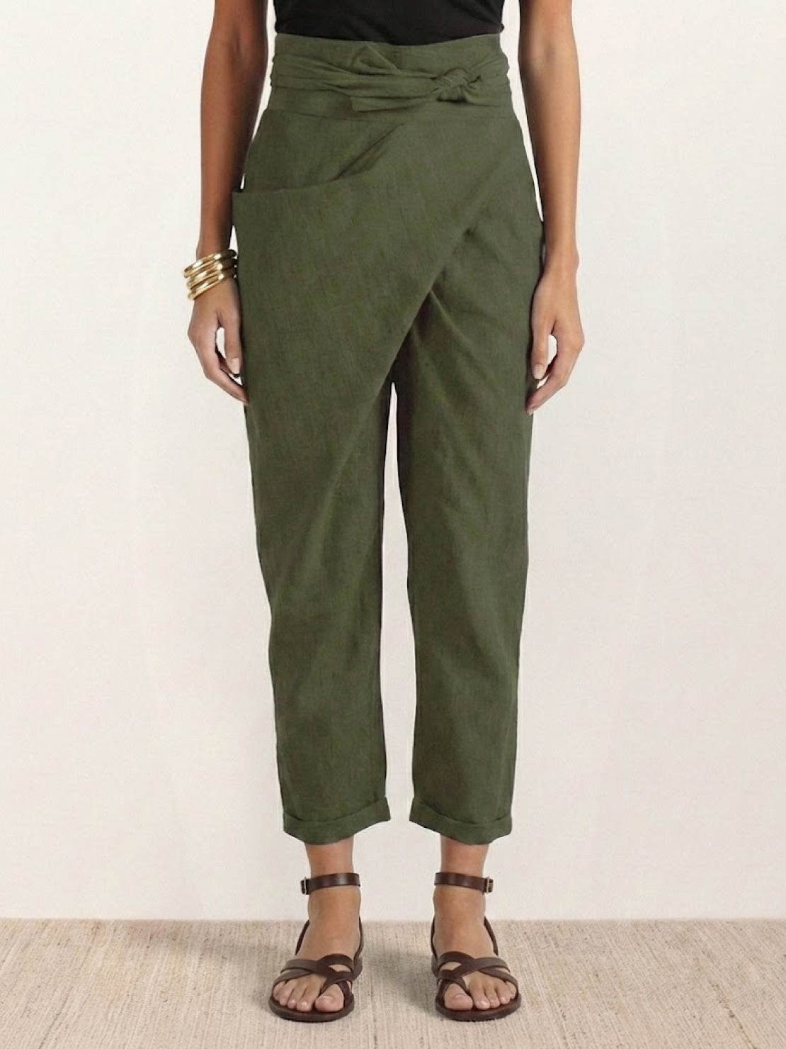 Lisa | Dames Hoge Taille Wikkel Cropped Toelopende Broek