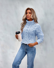 Julia | Dames Kabelgebreide Turtleneck Sweater met Rolkraag