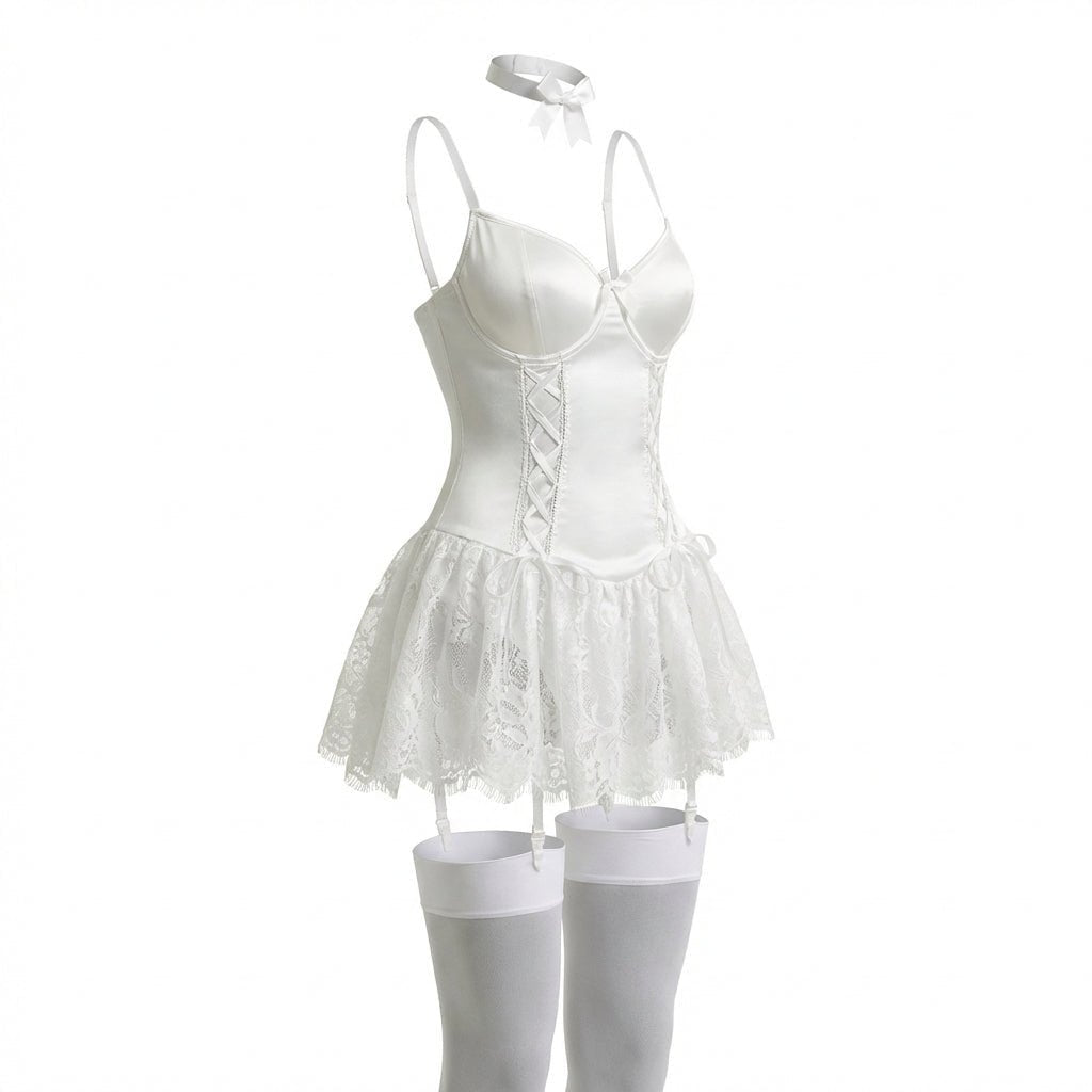 Lotte | Dames Kanten Bustier Teddy met Jarretelbandjes