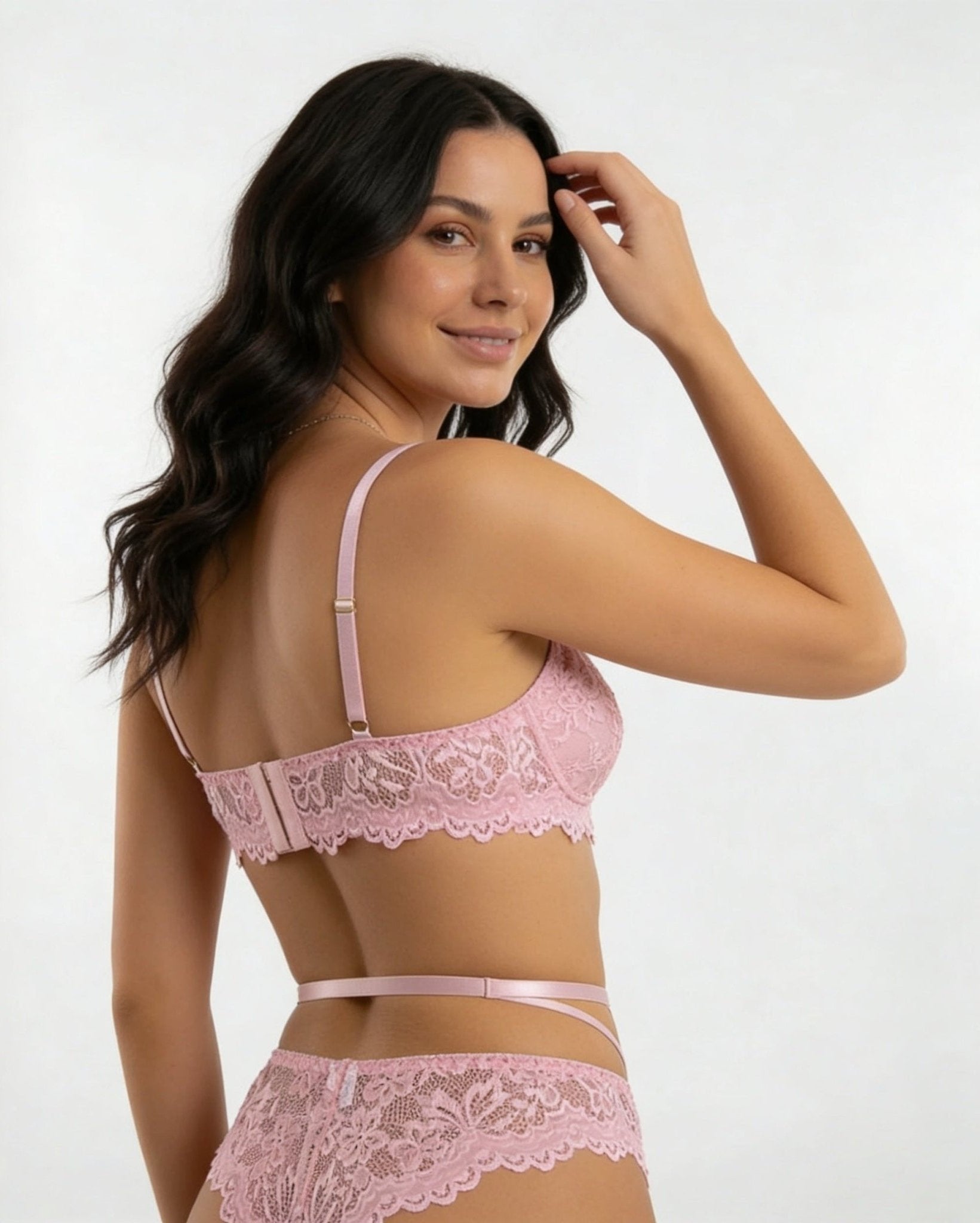 Eva | Dames Kanten Lingerie Set met Beugel BH Jarretellegordel Slip en Kousen