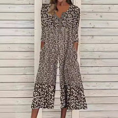 Sanne | Dames Katoenen Culotte Jumpsuit Knoopsluiting V-hals Korte Mouw