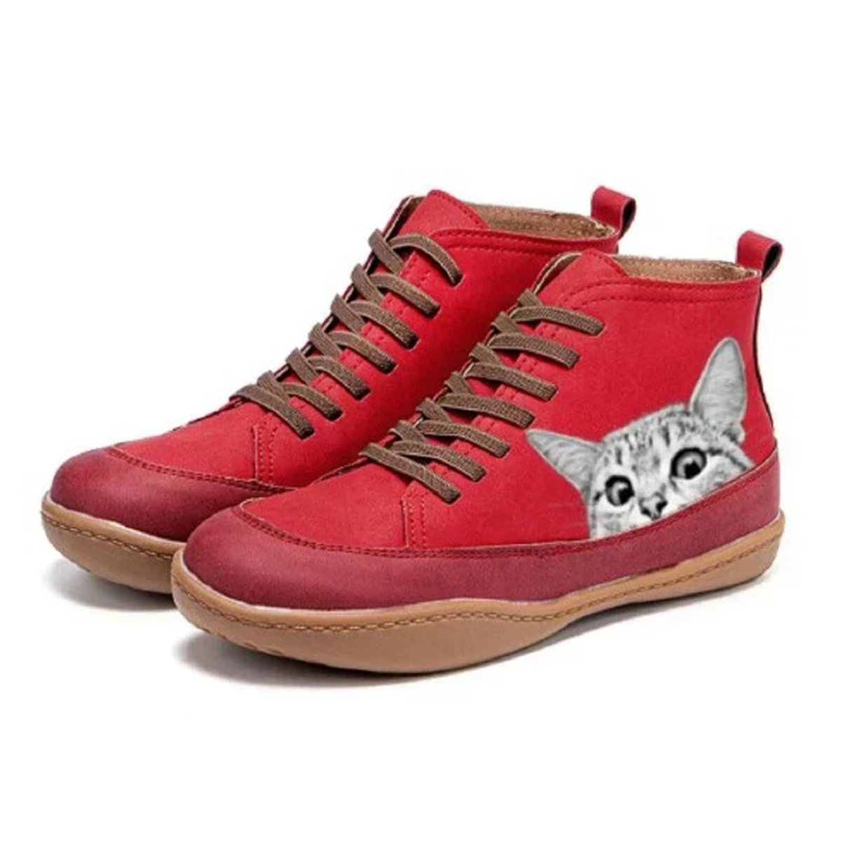 Sara | Dames Katten-Print Leren Ankle Boots met Vetersluiting