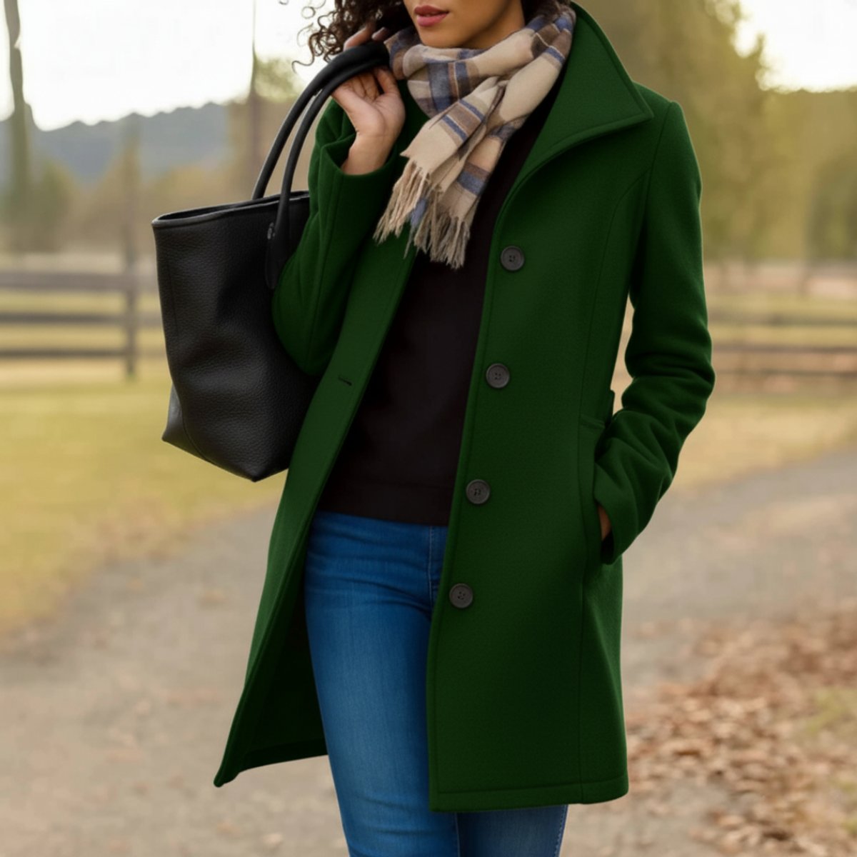 Roos | Dames Klassieke Midi Knoop Women Coat Elegante Snit