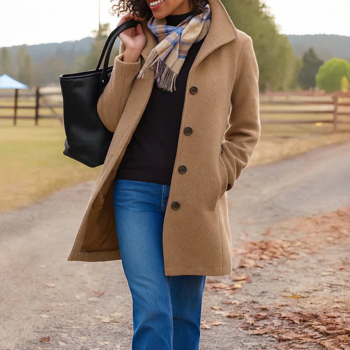Roos | Dames Klassieke Midi Knoop Women Coat Elegante Snit