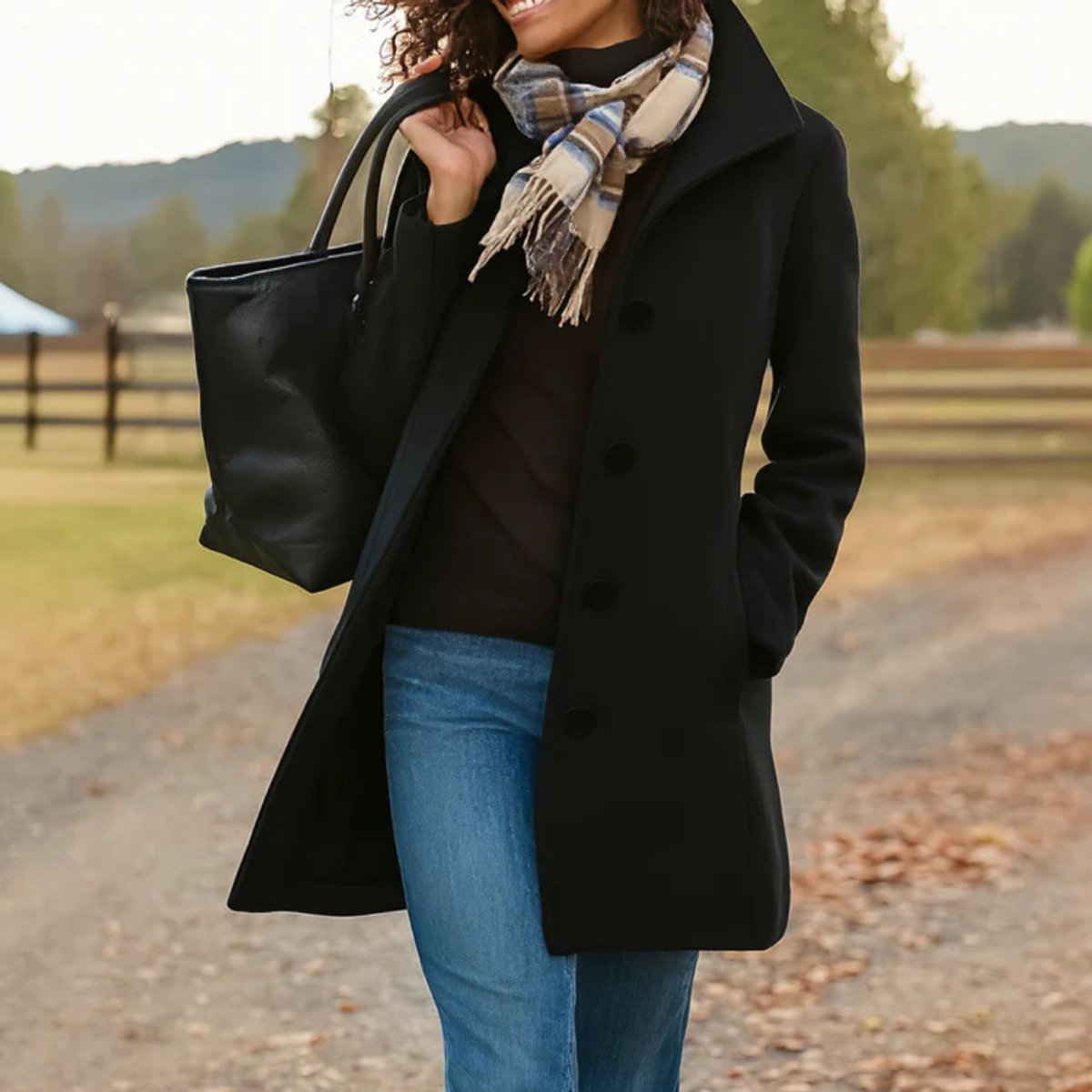 Roos | Dames Klassieke Midi Knoop Women Coat Elegante Snit